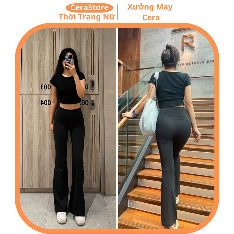 Quần Legging Loe UMi Cạp Lưng Cao 10cm Nâng V3 Gen Bụng Hách Chân Tôn Dáng Dài 97cm