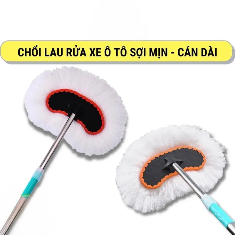 Cây Lau Rửa Xe Ô Tô Cán Dài Lông Mềm – Cán Chổi Có Thể Kéo Dài (Có Bán Lẻ Đầu Chổi) Phụ Kiện Lau Xe 0