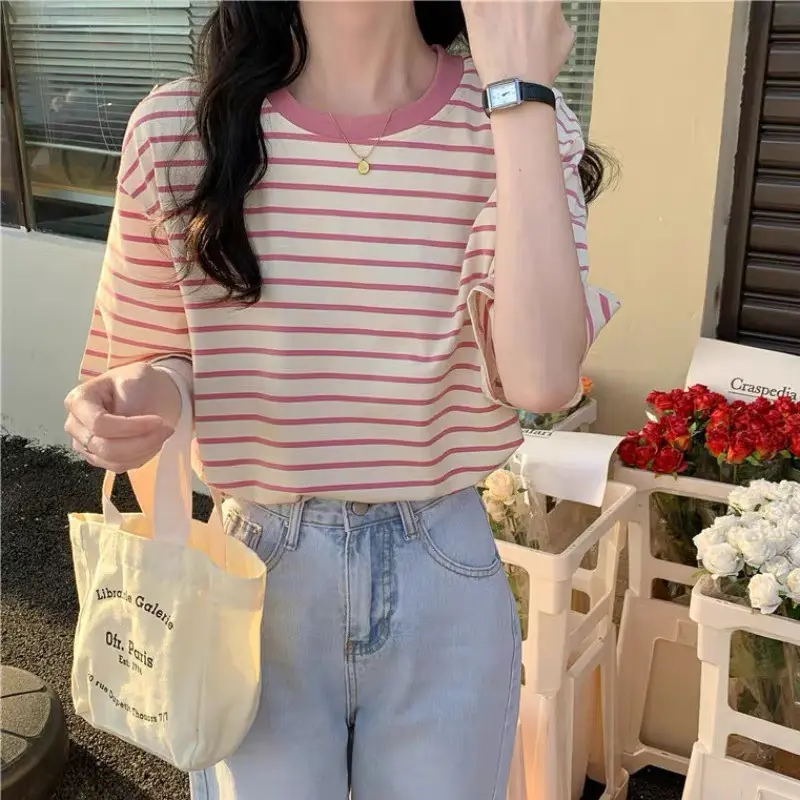 Áo thun babytee kẻ ngang form vừa chất cotton SUMIISHOP mã A03 Nữ 3