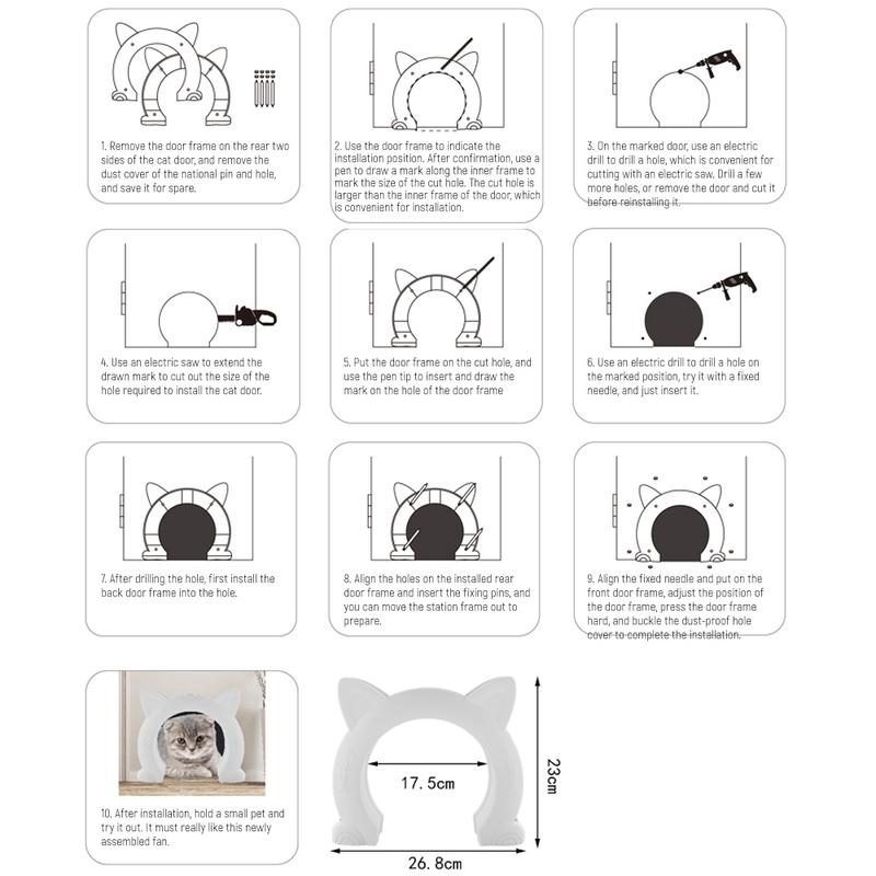Product Introduction of Cat Door Dog Hole Access Direction Controllable Toy For Pet Training Dog Cats Kitten ABS Plastic Small Pet Gate Door Kit Cat Dog 3