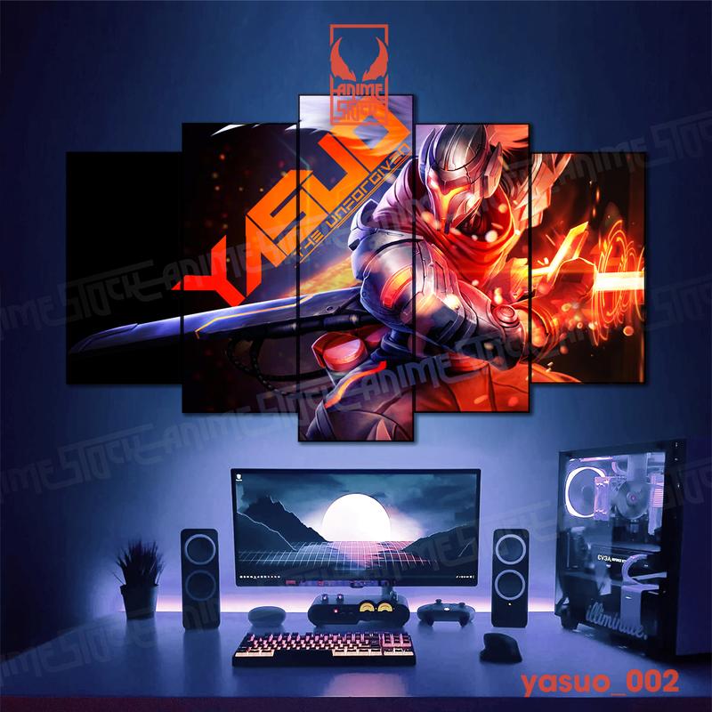 Tranh không thấm nước, tranh liên minh huyền thoại ghép 5 tấm dán tường decal. Tranh dán tường decor phòng ngủ phòng game của bạn. Đồng 1