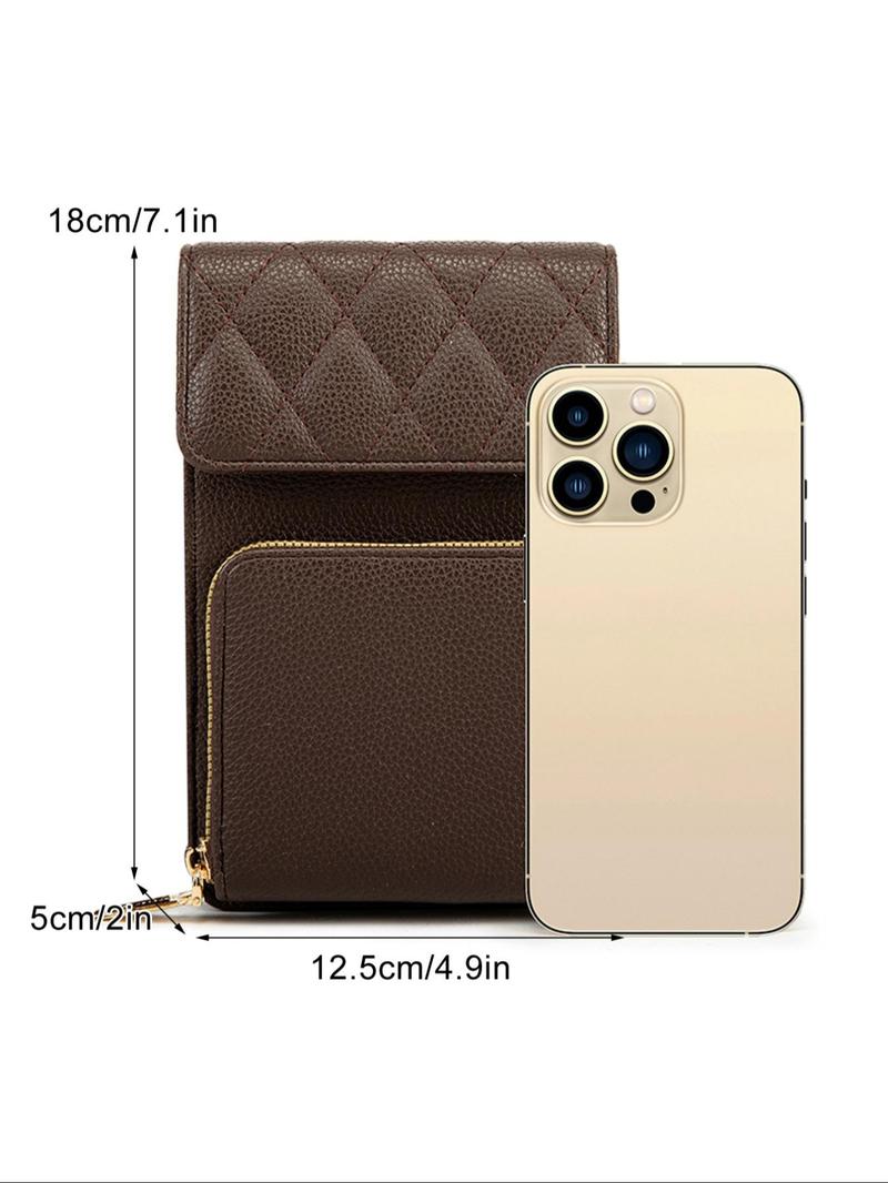 Product Introduction of Fashionable Argyle Quilted Detail Crossbody Bag, Casual Plain Phone Wallet Bag with Adjustable Wide Shoulder Strap, Simple All-match Bag for Daily Life 6