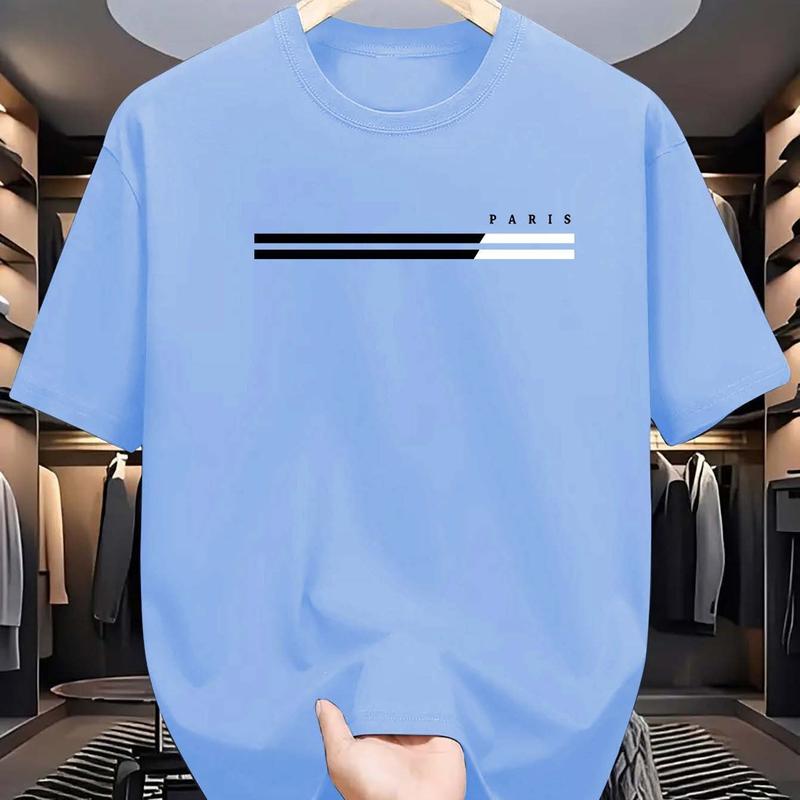 Men's summer casual T-shirt simple digital print plus loose short sleeved top 1