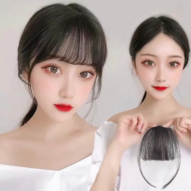 Tóc mái thưa, mái dày tóc nhuộm được, uốn, duỗi dc , = tócthât. dễ xài có kẹp bấm