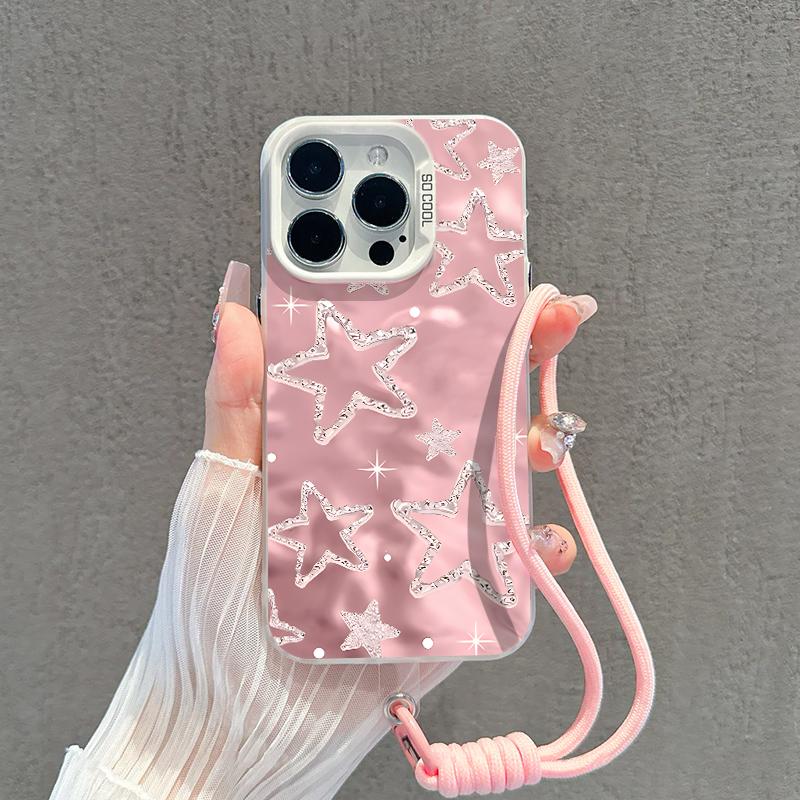 Casing Hp For IPhone 7G 7P X XR XSMAX 11 12 13 14 15 16 PRO PROMAX PLUS Dengan Motif Pink Star Yang Imut Gemoy Cute Baru Simple Dan Antislip Viral Case Hardcase CYK1386
