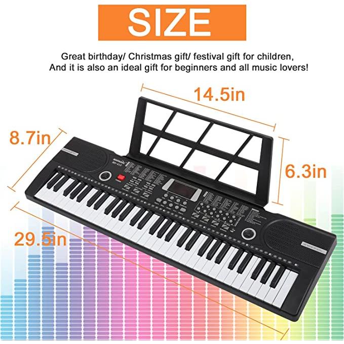 Product Introduction of 61-key electric keyboard piano comes with music stand, small microphone, power supply, electronic keyboard Christmas gift 14