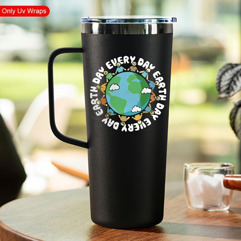 Product Introduction of Earth Day Themed UV DTF Waterproof Sticker, 4 Counts/set Self Adhesive Water Bottle Sticker, DIY Decorative Sticker for Cup, Bottle, DIY Craft 0