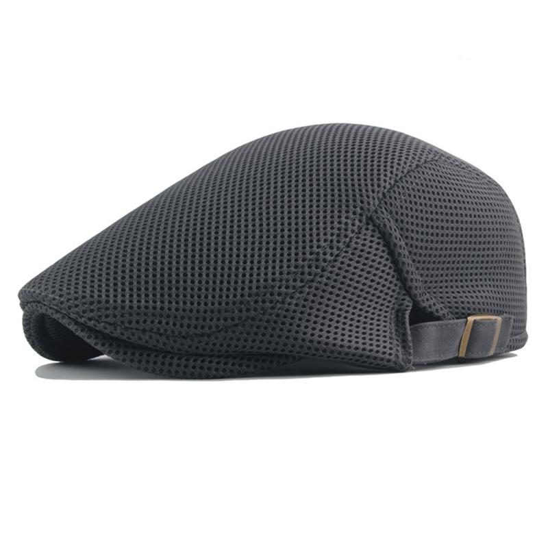 Product Introduction of Hollow mesh breathable visor beret solid color peaked cap 9