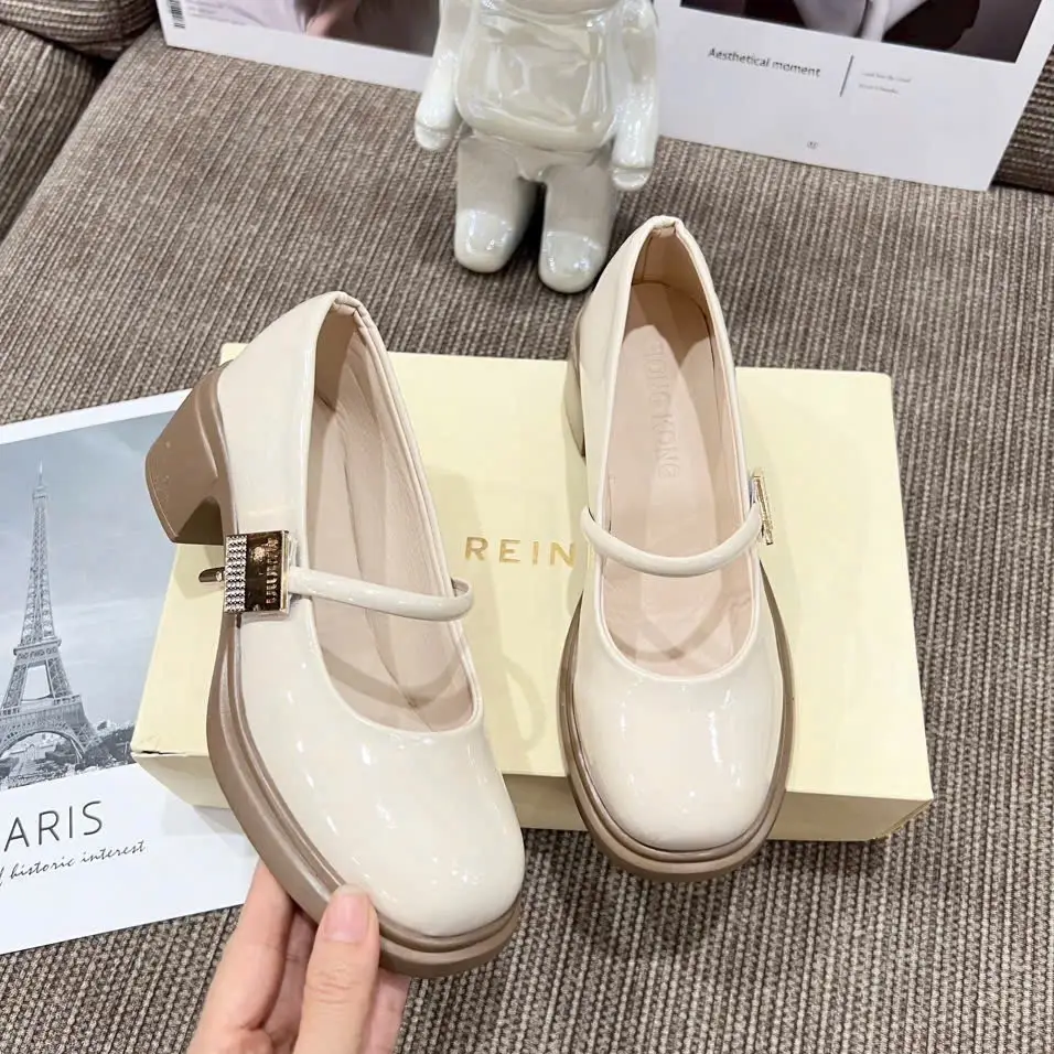 (Chân gầy lùi 1 size )Giày nữ oxforđ đế cao 5cm khóa vuông Đính Đá T1024 mã OX-03