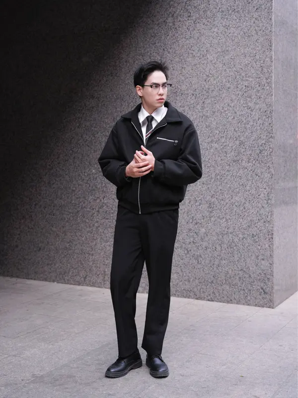 BOB014 Áo Khoác Dạ Bomber MANDO khoá Zip Kim Loại Lót Trần Bông Ấm Áp Dày Dặn Đứng Form Menswear Jacket 2