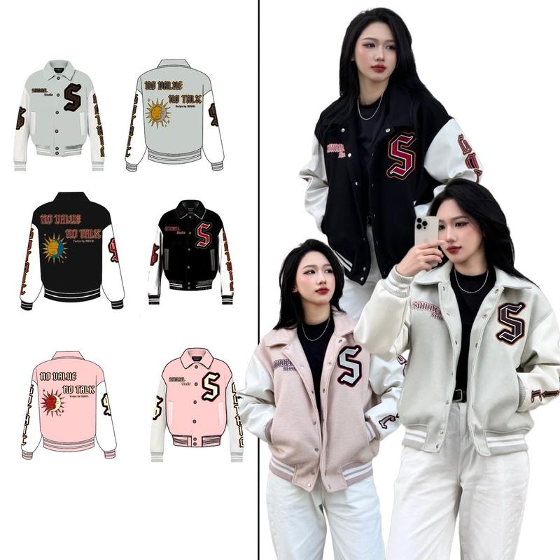 Varsity Gothic Samael CPO - Unisex Nam nữ - Áo khoác varsity form boxy - trần phao quả trám  Có Túi Dài Tay