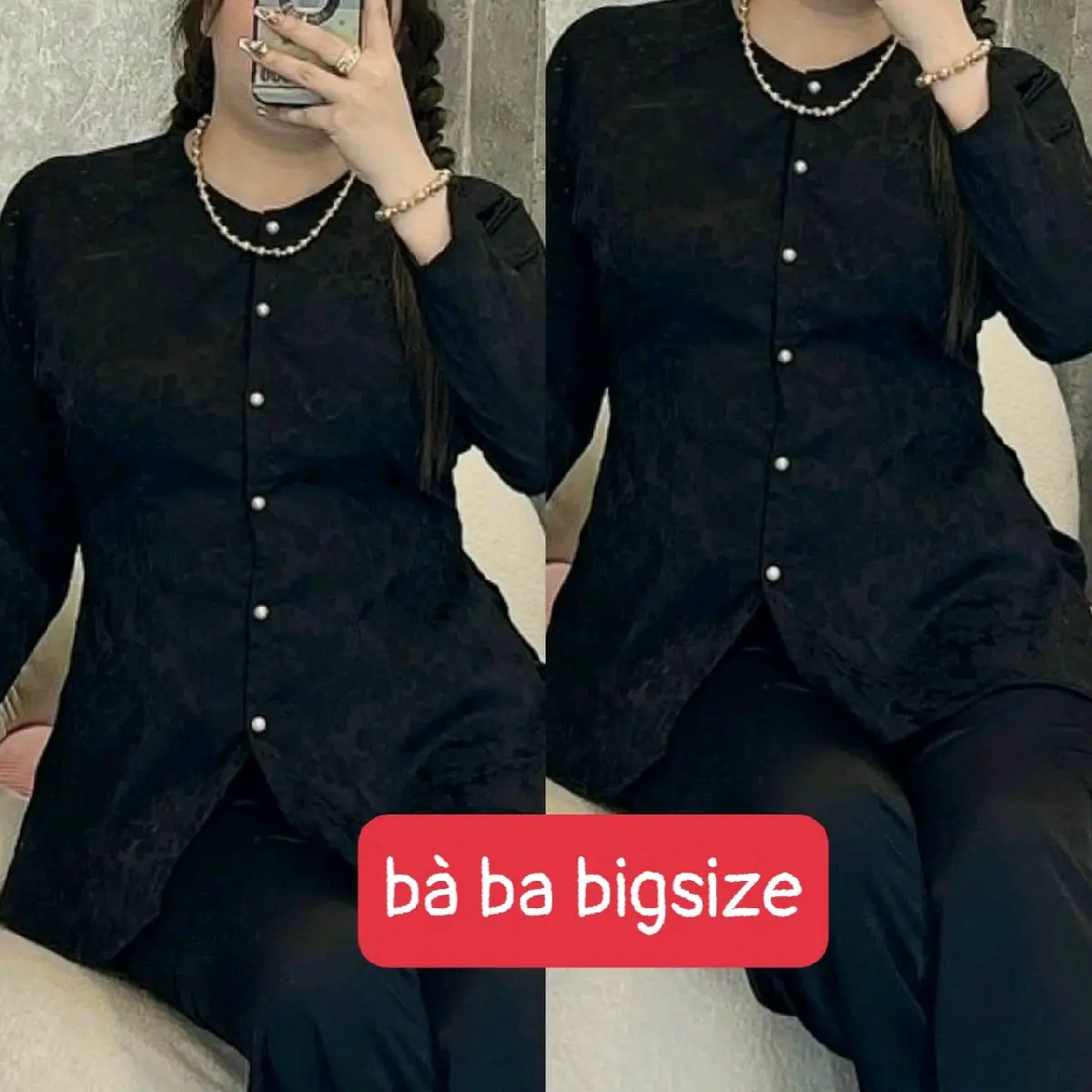 [ 85_120kg] BiGsize Bộ Gấm bà ba nút châu cổ tròn bộ quần áo phật tử đồ lam đi chùa tay dài lụa gấm nhiều màu