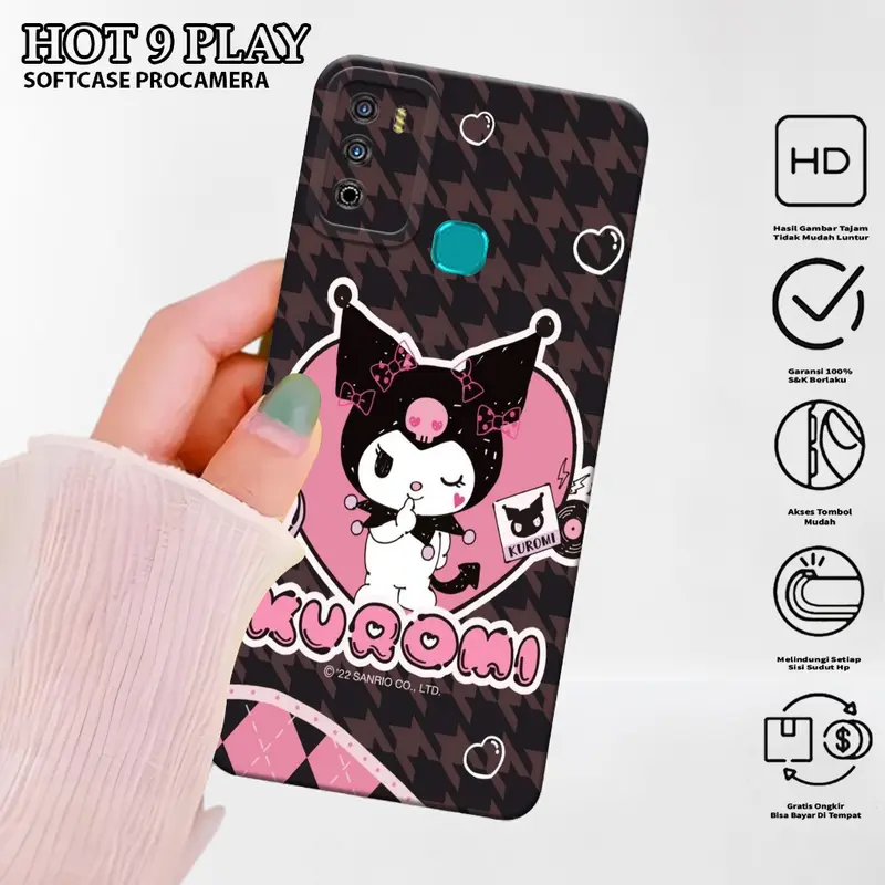 Case Hp Infinix Hot 9 Play Motif Kuromi - Silikon - Kesing - Case  - Softcase - Cover - Cover Hp 7