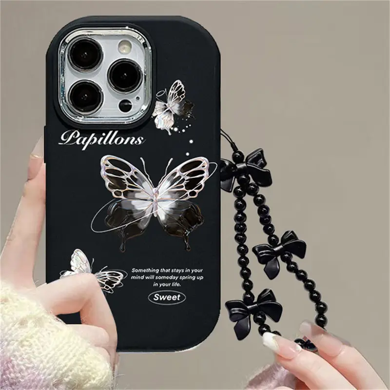 Casing hp OPPO A3X A60 A38 A78 A18 A16 A17 A17K A57 A58 A15 A16K A54 A12 A5S A7 A94 A3S A53 A31 A52 A74 A95 A55 F9 A9 A16S A54S Black and white butterflies bracelet version Case 4