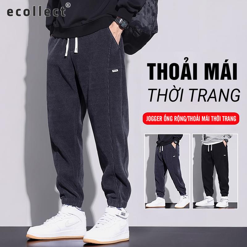 Quần Jogger Nam Nỉ Nhung Tăm Dày Ấm Cao Cấp ECOLLECT QD12 – Thoải Mái Thời Trang Đa Dụng Mặc Hàng Ngày Mùa Thu Đông Menswear Pants