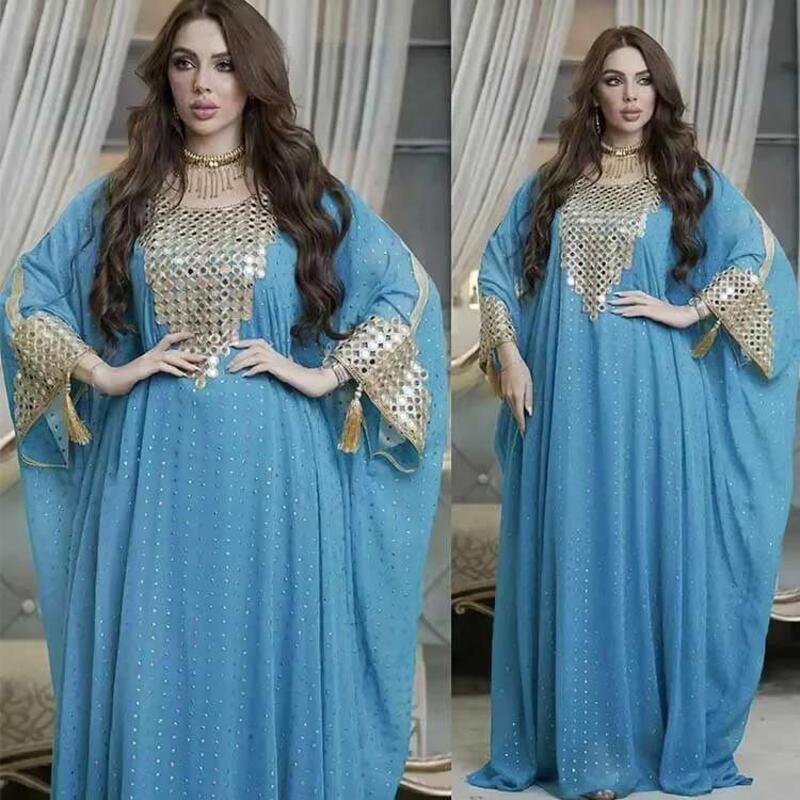 Váy Kaftan Ngoại Cỡ Dành Cho Phụ Nữ, Phong Cách Dubai, Chất Liệu Voan, Phong Cách Âu Mỹ, Thiết Kế Xuyên Biên Giới, Thích Hợp Cho Phong Cách Hồi Giáo, Có Mạng Che Mặt Dài, 8638 3