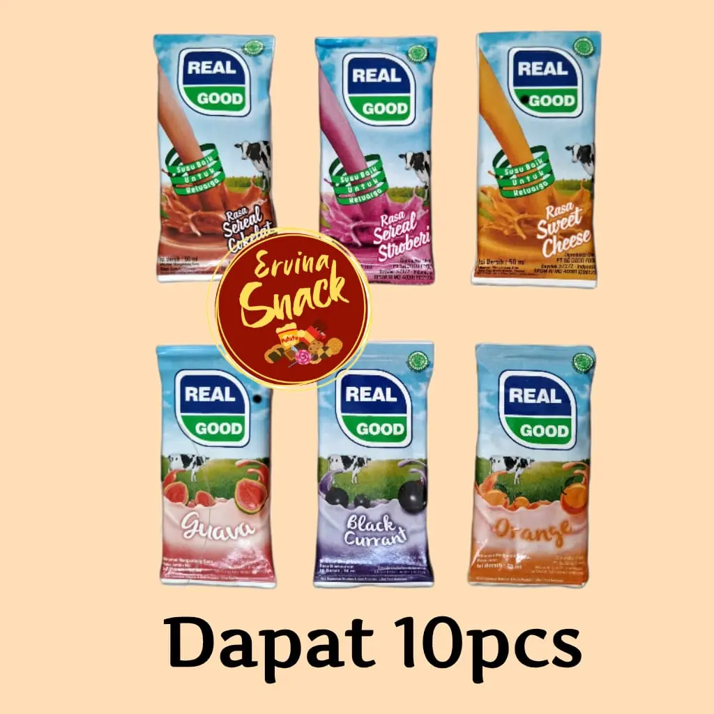 Susu Bantal Real Good || Susu UHT Real Good Mini II Aneka Varian Rasa - Netto 50ml (10 pcs)