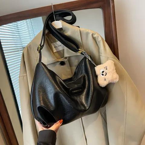 Túi xách da mềm size lớn 32cm đi học đi làm đựng sách vở A4, tặng kèm thú bông 5