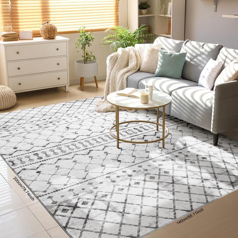 Boho Style Geometric Pattern Carpet, Non-slip Soft Durable Carpet, Decorative Area Unique Rugs for Home Living Room Bedroom, Home Decor 3