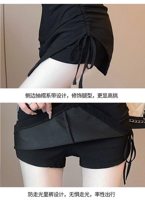 Product Introduction of Summer Large Size Irregular Skirt High Waist Lace-up Black Women's Skirt A- line Hip Slimming Pantskirt Womenswear Bottom Lingerie Comfort 25