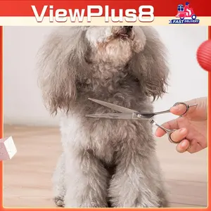 Gunting Grooming Hewan Peliharaan Anjing Kucing Lurus Lengkung Gerigi Sasak Gunting Perawatan Bulu Profesional Alat Pemotong Kualitas Tinggi Aksesoris Trendi Aman Tahan Lama Mudah Digunakan