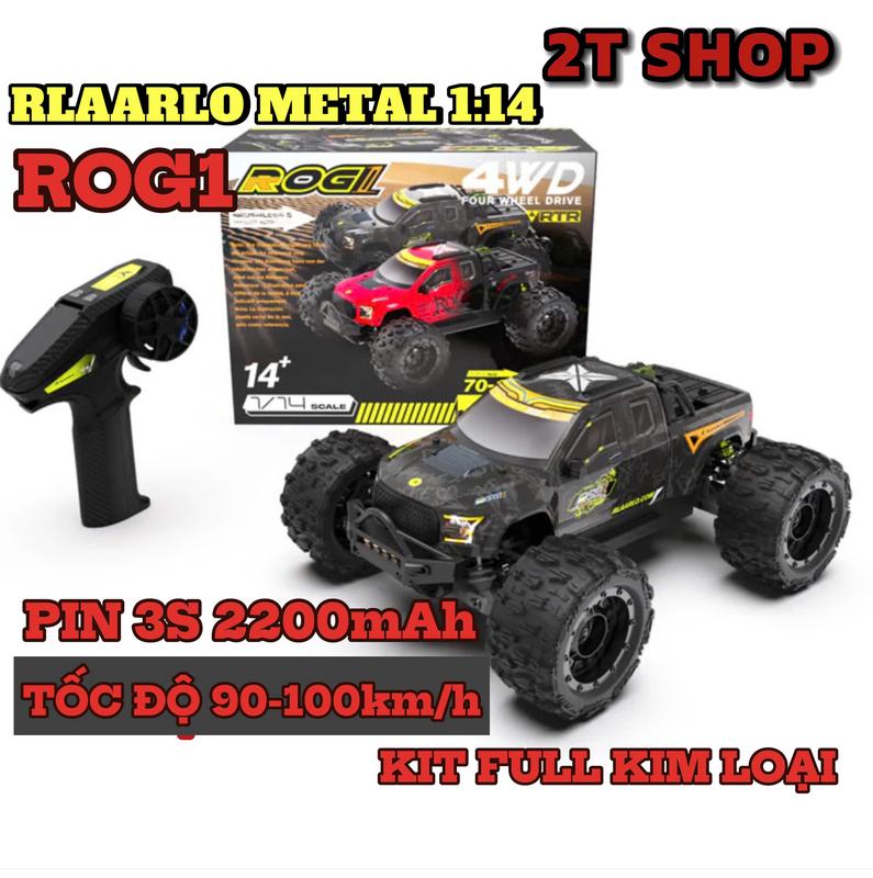 Rlaarlo Metal - ROG 1/14 Scale Brushless RTR Monster Truck, Xe Điều Khiển Từ Xa Tốc Độ Cao 90-100km/h, Pin 3S 2200mAh, Kit FULL Kim Loại, Tự Điều Chỉnh Khi Xe Lật Bằng Remote mà Không Cần Chạm tay