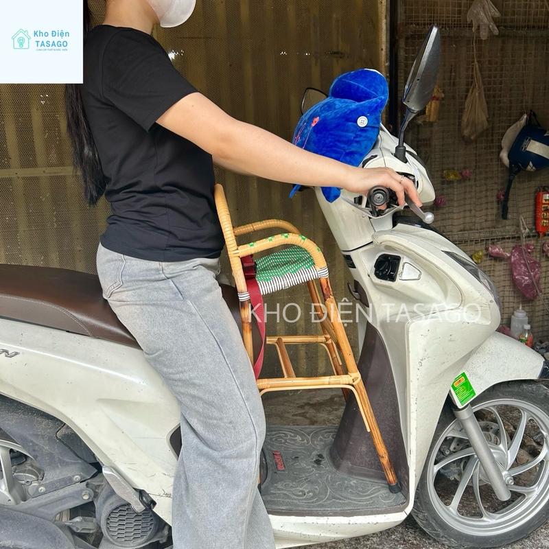 Ghế MÂY Ngồi Xe Máy Cho Bé Tặng Kèm Dây Đai An Toàn – Xe Số & Tay Ga, Xe Điện