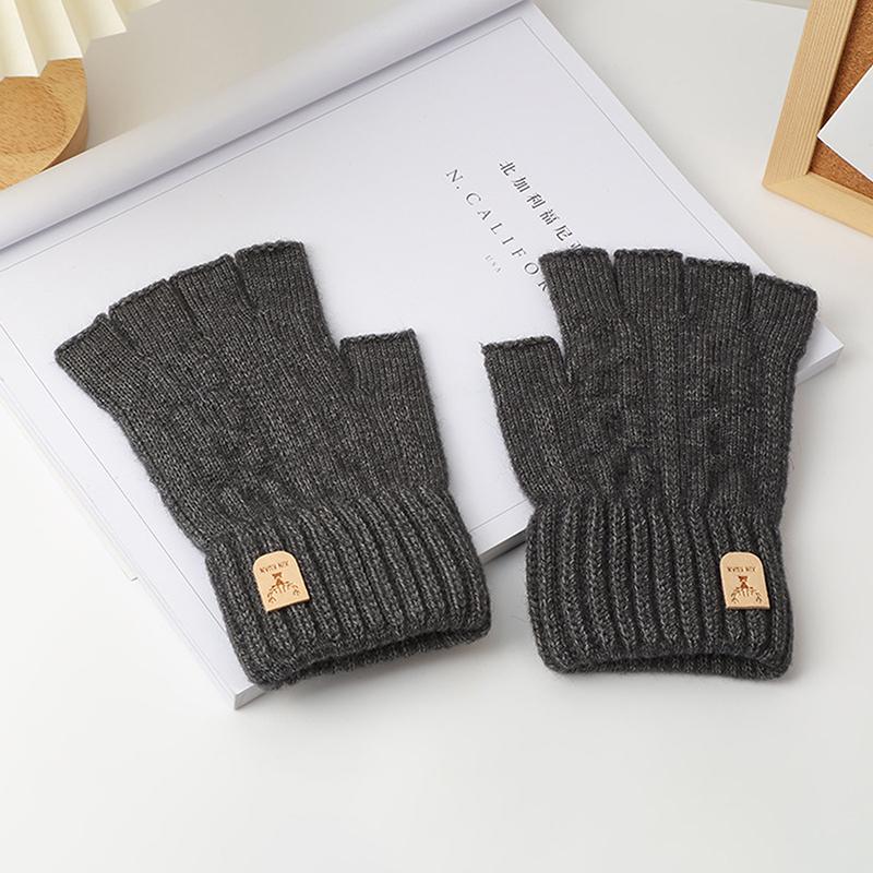 Product Introduction of Knitted Thick Thermal Half Finger Gloves Women Men Winter Outdoor Driving Fingerless Glove Touchscreen Mittens 15