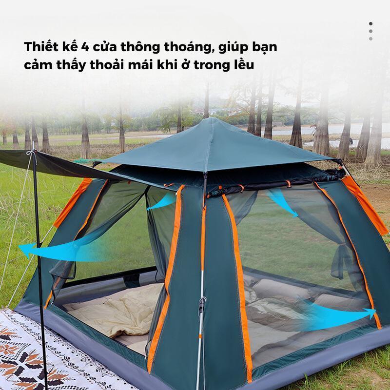 Lều Cắm Trại Gia Đình, Lều Dã Ngoại Tự Bung 4-6 Người Chống Nước Chống Tia Tử Ngoại KT 2m8x2m8-Lều Có Thể Thông Gió Đi Phượt, đi dã ngoại cắm trại Phụ Kiện Camping Đi Cắm Trại Thương Hiệu VCP-Camping 8