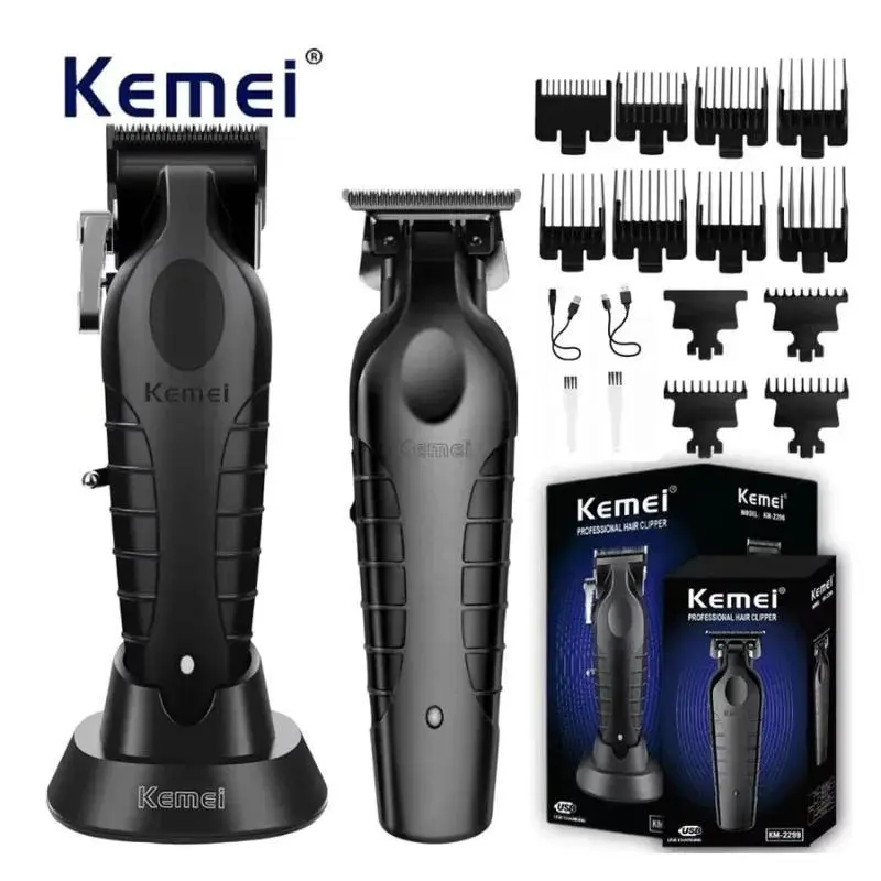 Kemei 2296 2299 Barber Cordless Hair Trimmer, 2 Sets Professional Electric Hair Clipper, Hair Trimmer for Men, Barber, Stylist