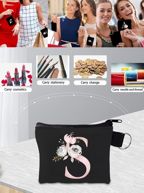 Women's Creative Letter & Floral Pattern Zipper Wallet, Casual Coin Purse Wristlet for Daily Used, Simple Female Wristlet Wallet for Women & Girls 2