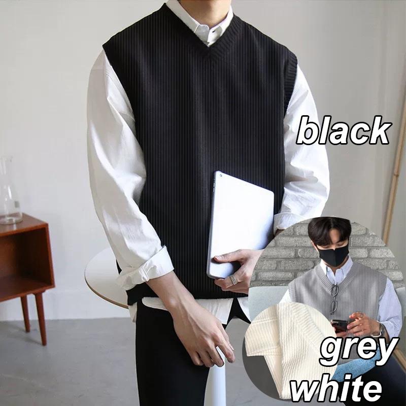 Áo thun TANKTOP Gile SỌC LEN Cổ chữ V Cloud One Unisex |SIXPACK| Menswear Đen