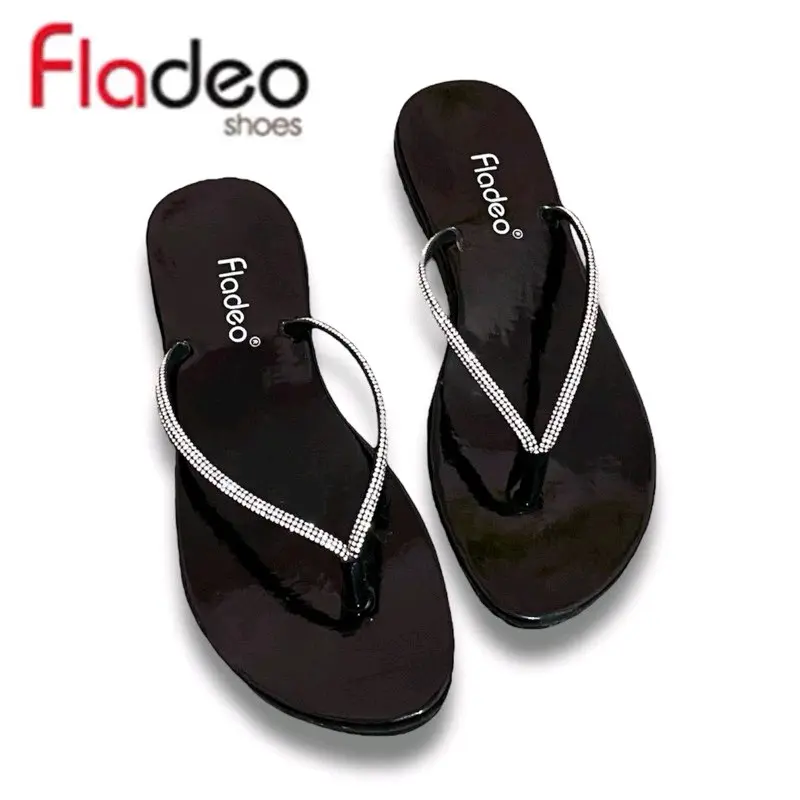Sandal fladeo wanita Japit bling kristal || Sendal jepit flat full motif