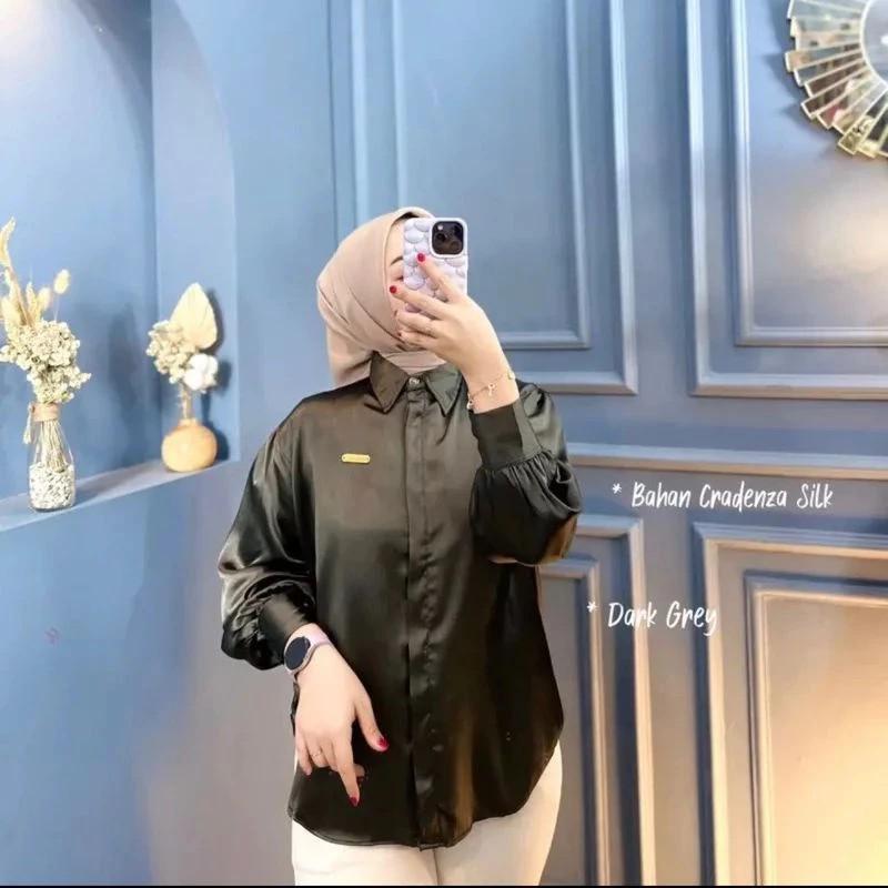 Product Introduction of Kemeja shimmer CRADENZA silk grade A.atasan wanita, kemeja wanita lengan panjang Baju Balon 5