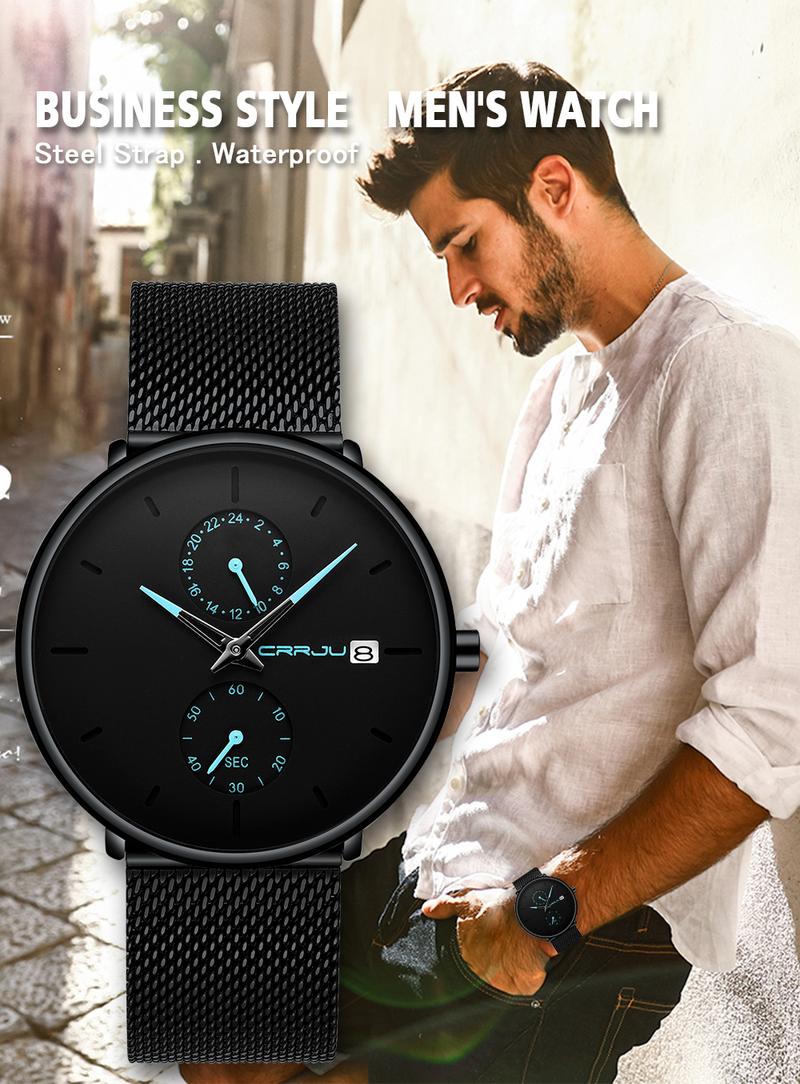 Product Introduction of Jam Tangan Pria CRRJU Casual Quartz Analog Mewah Anti Air + Strap Mesh Stainless Steel Jam Tangan Cowok 2265 Watch 32