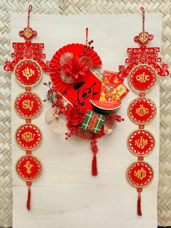 Set tết ngắn Trang Trí Đẹp Kèm Câu Đối Chúc Mừng Năm Mới Vạn Sự Như Ý phukien  tet