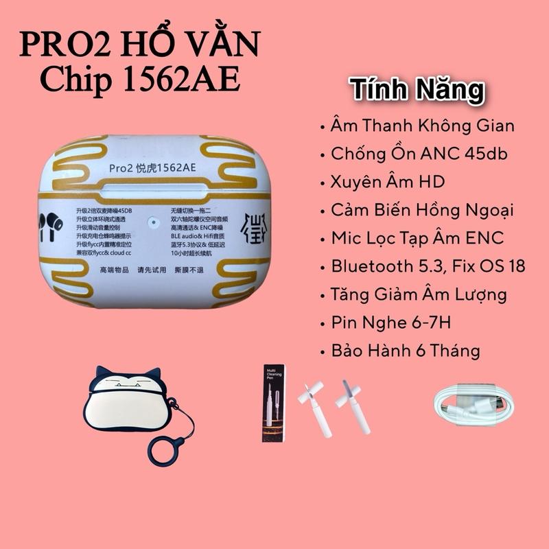Tai Nghe Bluetooth Hổ Vằn HV.PRO2 ( USB-C ), Chip Louda 1562AE, Bản Cao Cấp, Chống Ồn 45db, Âm Thanh Không Gian,Mic Khử Ồn ENC, Cảm Hồng Ngoại, Tặng Kem Ốp +Sặc 5W + Bút Vệ Sinh