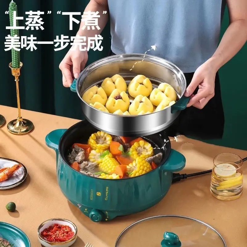 Nồi lẩu điện đa năng 2 tầng , xào nấu , mì ăn liền gia đình công xuất lớn - nồi điện nấu ăn 2