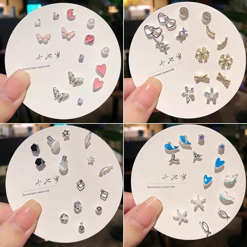 Product Introduction of Bộ Bông Tai Nữ Họa Tiết Nhỏ Thời Trang Hàn Quốc, 7 Đôi, Nhiều Đôi Bông Tai Đinh tán Hình Bướm Dễ Thương Hoa Hoa Tai Women Khuyên Tai 12