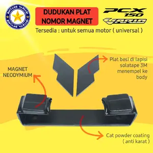 Bracket Dudukan Plat Nomor Magnet Motor Honda Vario PCX Beat Universal Nopol Windshield Visor
