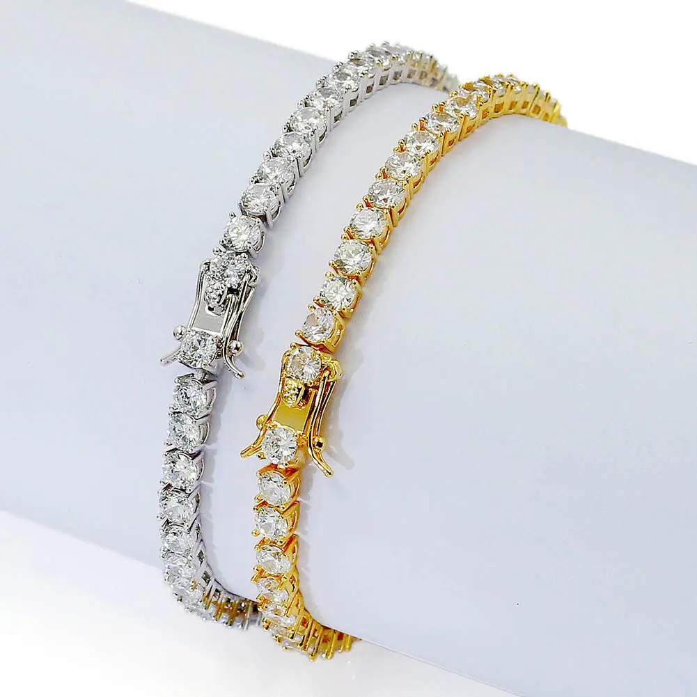 European and American Ins Cross-Border Hot 4mm Zircon Tennis Bracelet Men's Hip Hop Bracelet Tennis Bracelet @ 0532