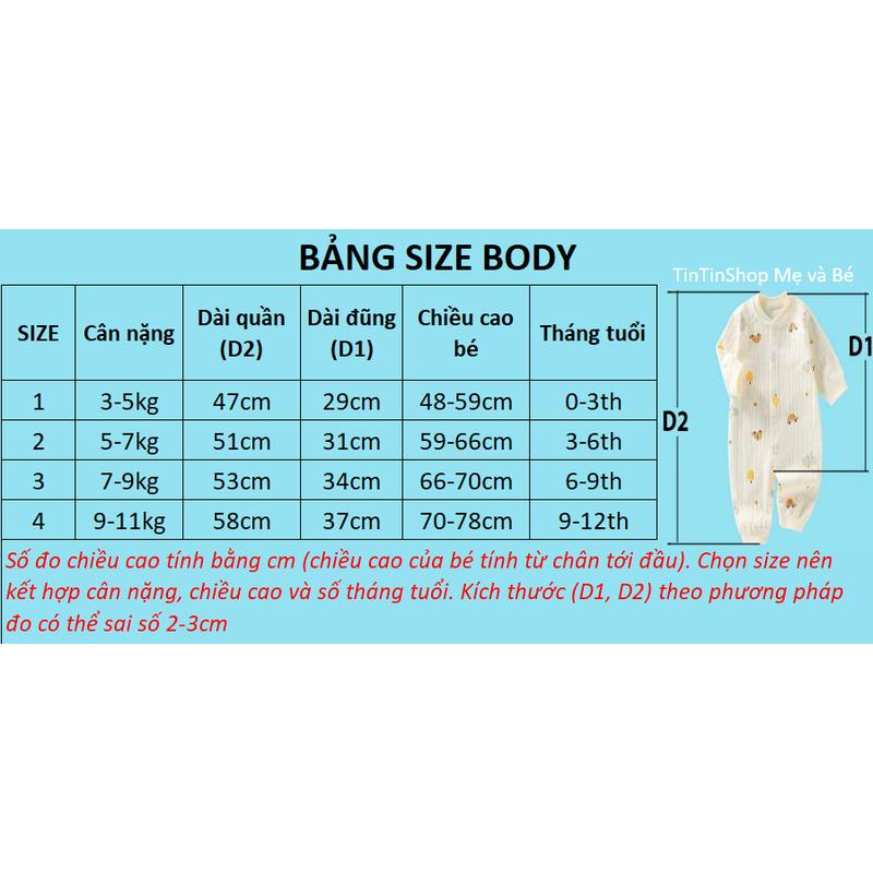 Bộ body dài tay body suit bộ đồ liền thân áo liền quần quần áo trẻ em cho bé trai bé gái sơ SLT11 1