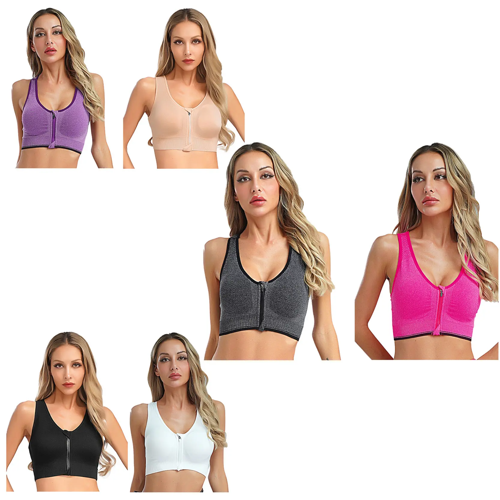 Áo Ngực Thể Thao, Jizyo, Dành Cho Nữ, Dây Kéo Trước, Không Tay, Hút Ẩm, Áo Vest Thể Thao, Thích Hợp Cho Yoga, Tập Luyện Và Chạy