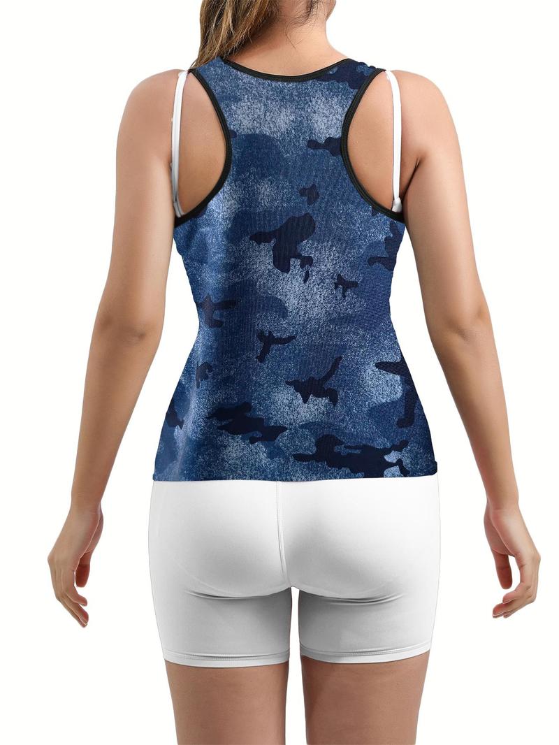 Product Introduction of Women's Solid/Camo Buckle Front Sauna Vest, Casual Sporty Tummy Control Sleeveless Tank Top for Running Training, Ladies Sauna Suit for All Seasons 7