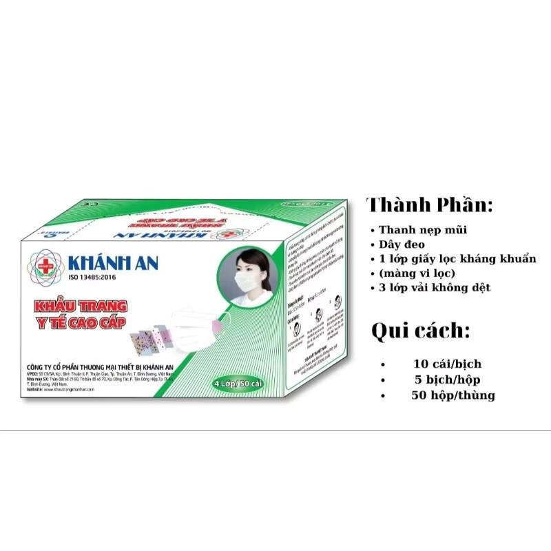    150 cái  Khẩu trang y tế  cao cấp Khánh An  hộp 50 cái  màu trắng xanh xám 