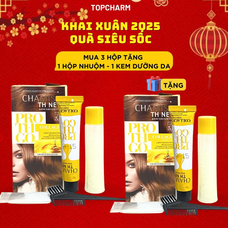 [LIVE 2025] Kem nhuộm tóc tại nhà CAO CẤP không cần tẩy 30 màu thời trang Chuẩn Salon: đen, vàng, nâu lạnh, nâu tây CHAMIS TH PRO Đổi Màu Tóc Dưỡng Tóc Nữ [3 NHUỘM TẶNG 1 NHUỘM 1 GÓI DƯỠNG VÀ 1 KEM DƯỠNG DA]