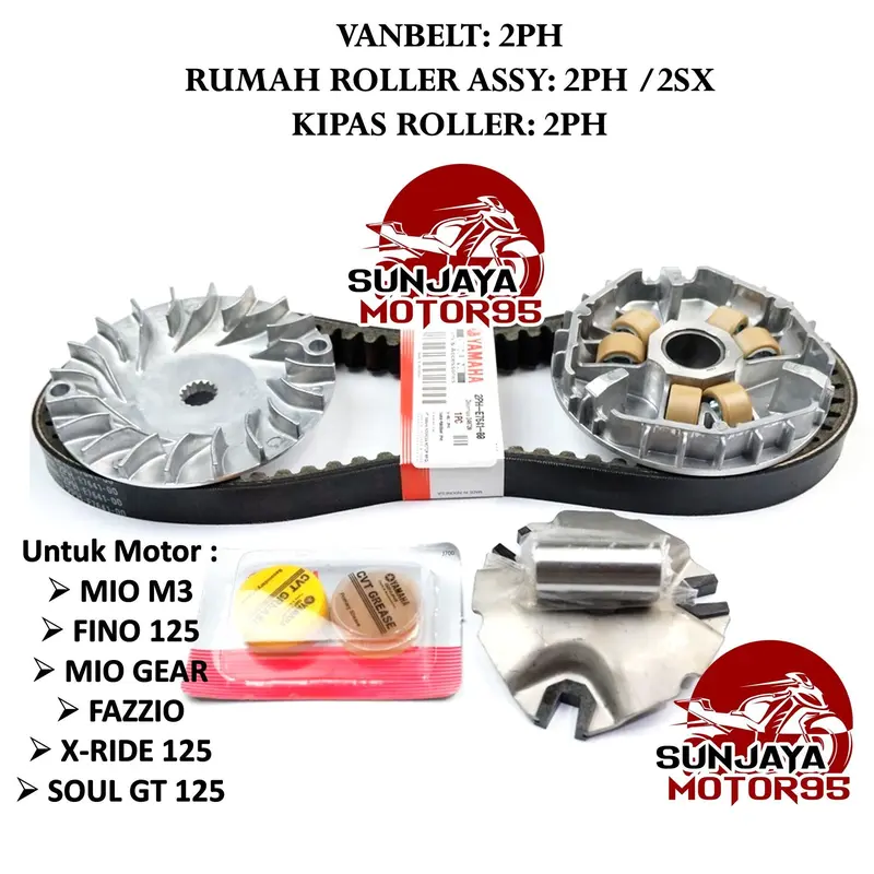 Paket Vanbelt Mio M3 Set Rumah Roller + kipas 2PH Yamaha Fazzio - Mio Z / S - Xride 125 - Fino 125 - SOUL GT 125 Motorcycle Klip 0