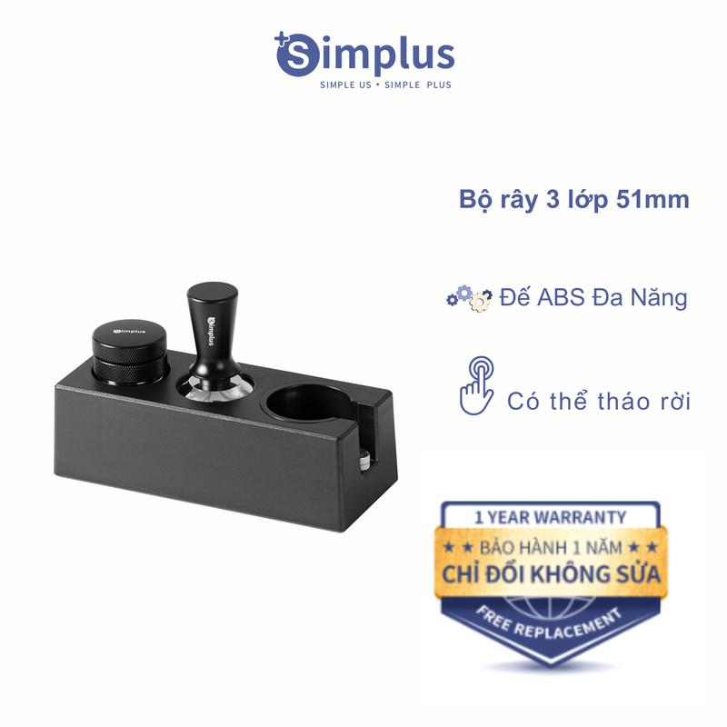 SimplusVN  Bộ Dụng Cụ Nén Cà Phê Tamper Nén 51mm KFTZ001, Bộ Rây Bột Inox Đế ABS Đa Năng, Có Thể Tháo Rời Vệ Sinh