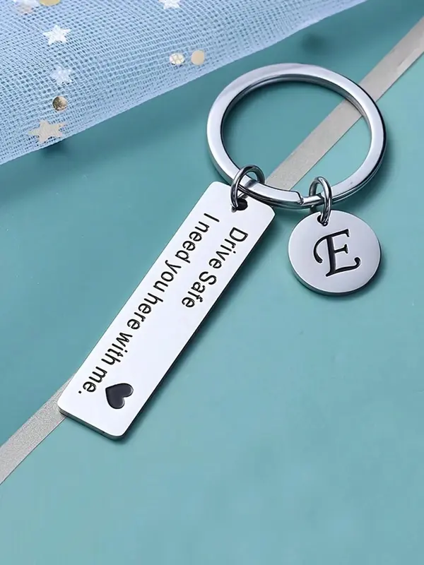 Drive Safe Letter Pattern Keychain, Stainless Steel Keychain for Car Keys, Fashion Accessories for Men & Women, Gift for Him Her Boyfriend Husband 3