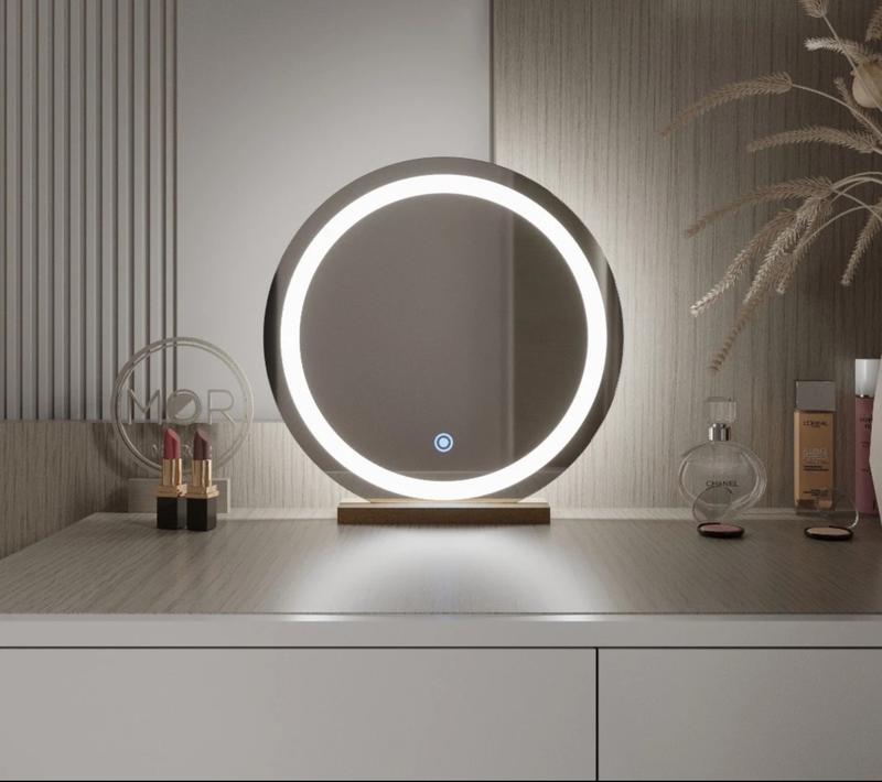  Gương tròn để bàn trang điểm có led cảm ứng cao cấp  TẶNG ĐẾ GỖ  gương để bàn siêu xinh Cosmetic Mỹ Phẩm Nữ 